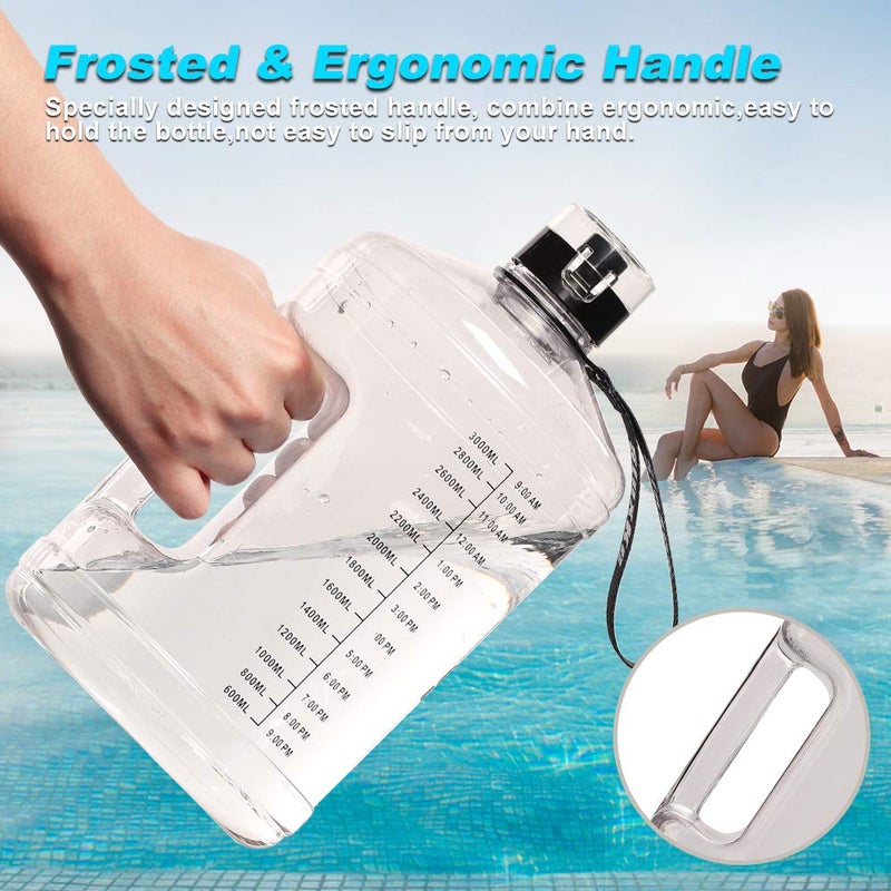 SLUXKE 1 Gallon Water Bottle Portable Water Jug Fitness Sports Daily Water Bottle with Motivational Time Marker,Leak-Proof, Wide Mouth, BPA Free Water Bottles for Sports Gym Fitness Work - Image 4